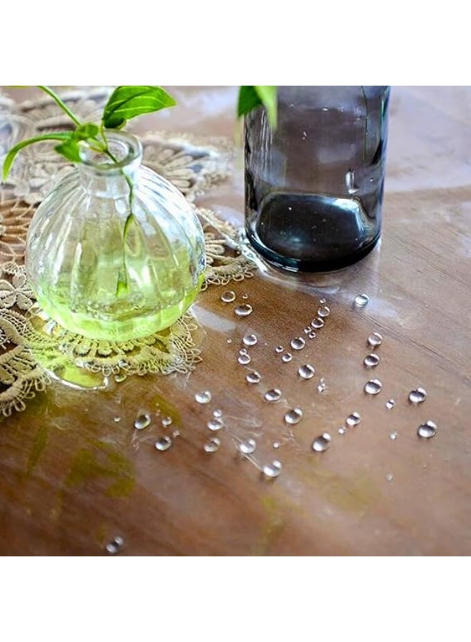 مفرش طاولة مستطيل من الفينيل وبلاستيك PVC عالي التحمل، غطاء طاولة شفاف مقاوم للماء مع حواف مكرمية من الدانتيل، واقي طاولة مستطيل شديد التحمل للمطبخ والمنزل والاماكن الداخلية والخارجية (137 × 183 سم) - Image 3