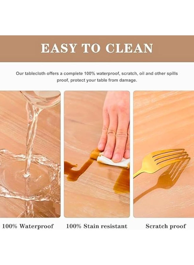 مفرش طاولة مستطيل من الفينيل وبلاستيك PVC عالي التحمل، غطاء طاولة شفاف مقاوم للماء مع حواف مكرمية من الدانتيل، واقي طاولة مستطيل شديد التحمل للمطبخ والمنزل والاماكن الداخلية والخارجية (137 × 183 سم) - Image 4
