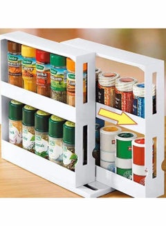KASTWAVE Rotating Spice Racks, Free Standing Spice Jar Rack Rotating Cupboard Organisers Kitchen Storage Rack Shelf Holders Cabinet Organiser Seasoning Storage Box For Spices Condiments Cans  - Image 1