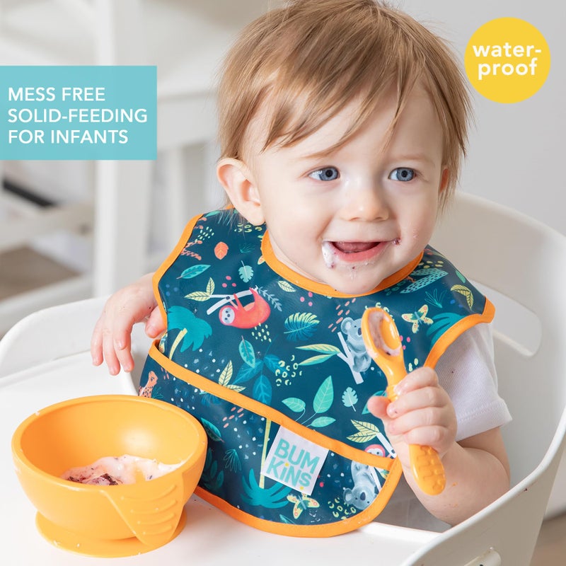 Bumkins Bibs, for Baby Girl or Boy, Infant 3-9 Months,Essential Must Have for Eating, Feeding, Baby Led Weaning, Mess Saving Waterproof Soft Fabric, Starter Bib 2-pk Jungle and Animal - Image 2