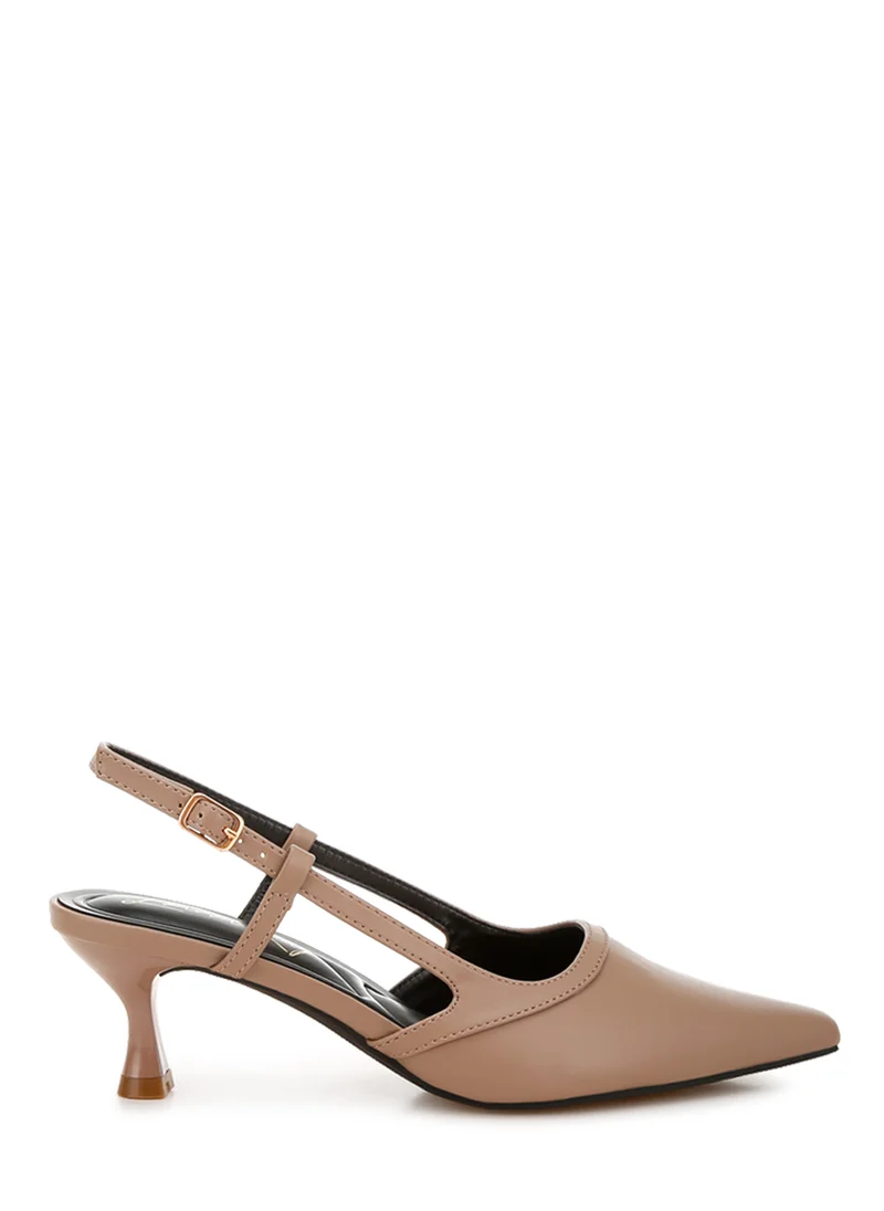 London Rag Kitten Heel Slingback Sandals Taupe