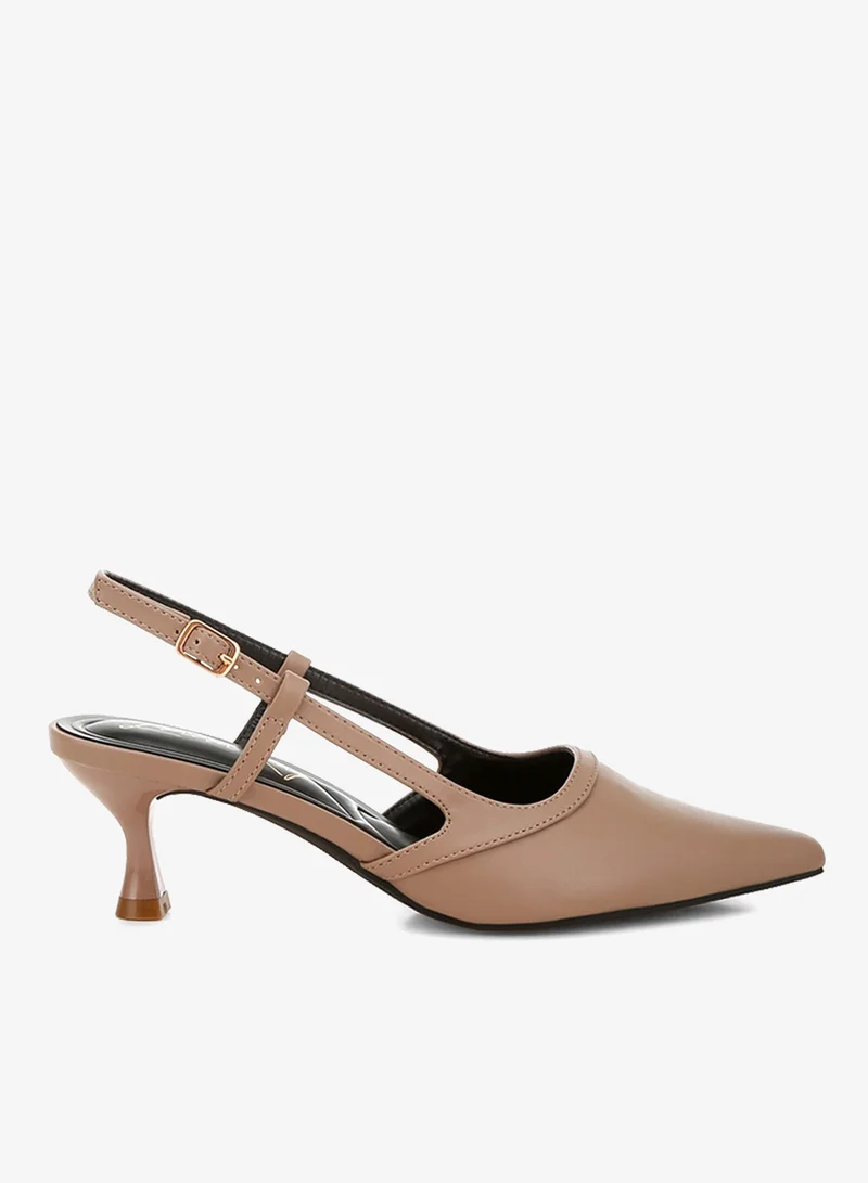 Kitten Heel Slingback Sandals Taupe
