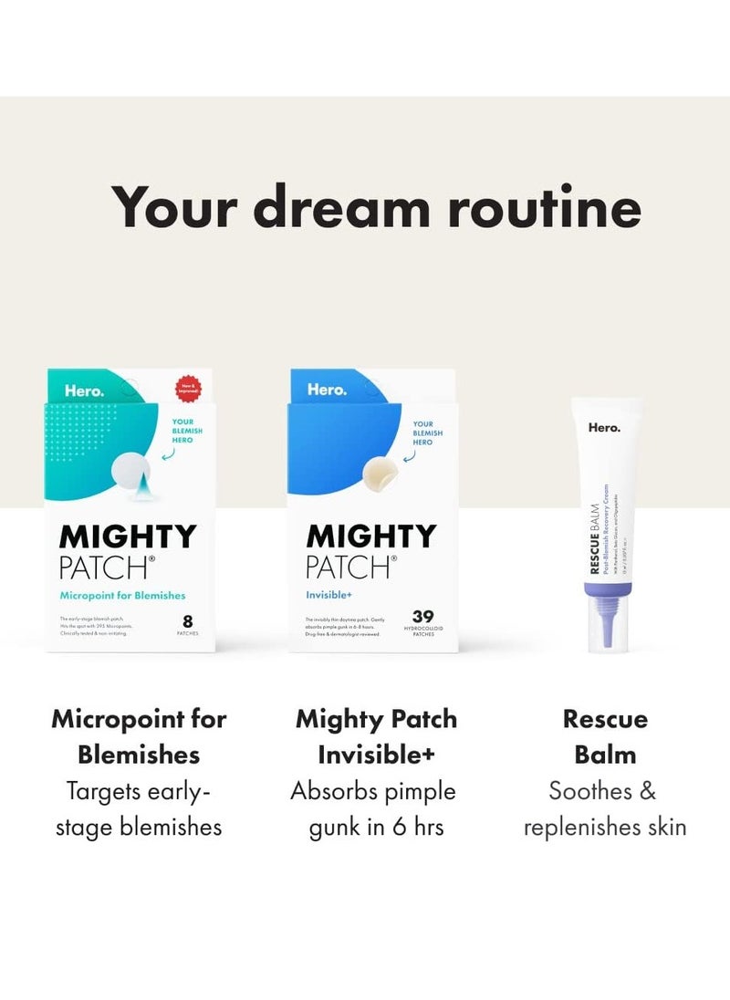 Mighty Patch - Cosmetics Invisible+ Patch - Daytime Hydrocolloid Acne Pimple Patches for Covering Zits and Blemishes, Ultra Thin Spot Stickers for Face and Skin (24 Medium and 15 Small Patches) - Image 1