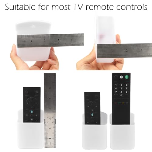 AUGHOA 2 Pack White Remote Control Holder, Self adhesive Wall Mount Storage Box for TV and Air Conditioner Remote Controls, Pen Holder Organizers and Accessories for Home Office School - Image 4