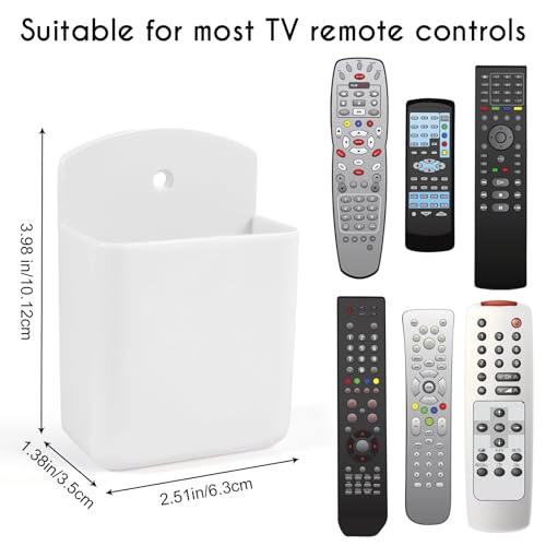 AUGHOA 2 Pack White Remote Control Holder, Self adhesive Wall Mount Storage Box for TV and Air Conditioner Remote Controls, Pen Holder Organizers and Accessories for Home Office School - Image 3