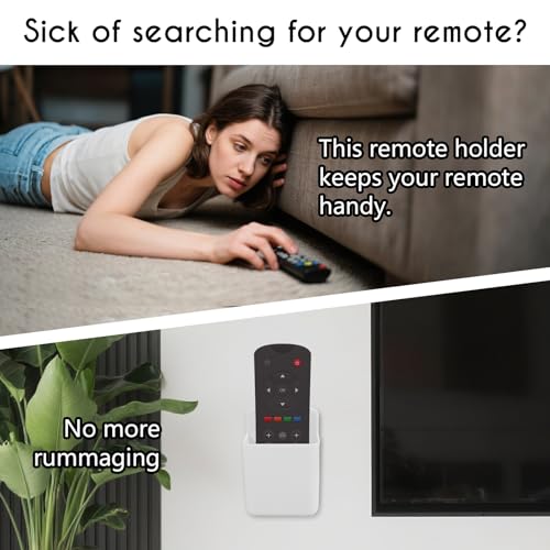 AUGHOA 2 Pack White Remote Control Holder, Self adhesive Wall Mount Storage Box for TV and Air Conditioner Remote Controls, Pen Holder Organizers and Accessories for Home Office School - Image 2