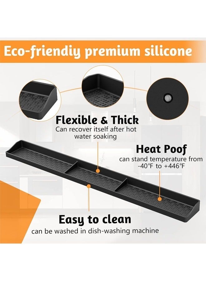 YelaJoy Silicone Stove Oven Top Shelf Magnetic for Kitchen Gadgets, Soft Flexible Strong Magnetic Heat Resistant Spice Rack, Kitchen Organizer for Over Oven Stove, 30 Inch, Black - Image 3