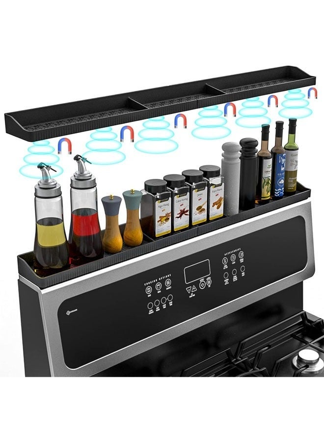 YelaJoy Silicone Stove Oven Top Shelf Magnetic for Kitchen Gadgets, Soft Flexible Strong Magnetic Heat Resistant Spice Rack, Kitchen Organizer for Over Oven Stove, 30 Inch, Black - Image 1