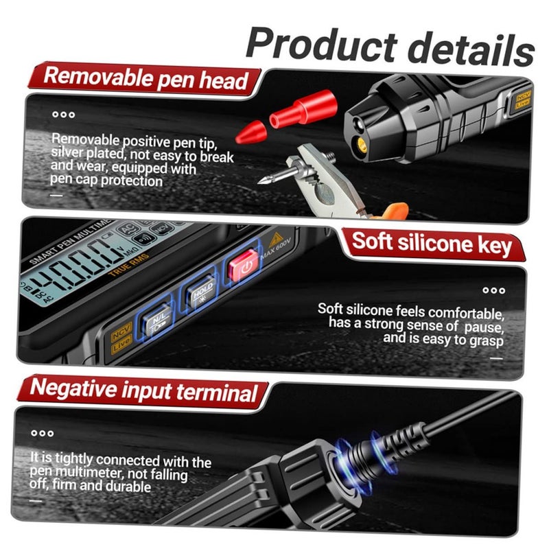 Multimeter Pen Voltage Tester Ohm Continuity Tester 1 Pack - Image 5