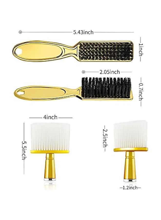 Hair Brush Set, 2 Pieces Gold, Including Barber Cleaning Brush & Neck Duster Brush for Barbershop and Home Use  - Image 2