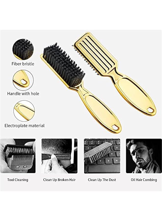 Hair Brush Set, 2 Pieces Gold, Including Barber Cleaning Brush & Neck Duster Brush for Barbershop and Home Use  - Image 3
