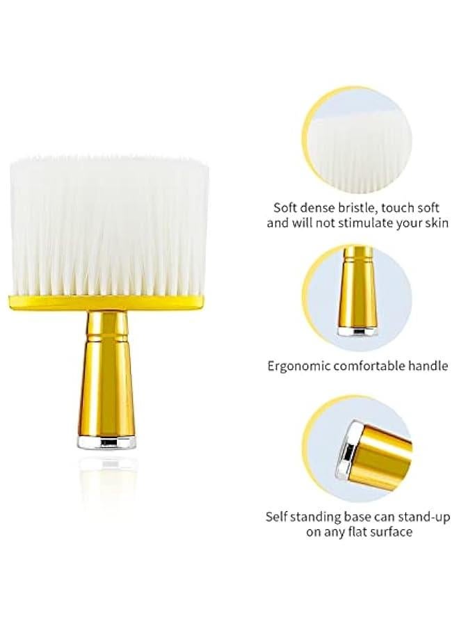 Hair Brush Set, 2 Pieces Gold, Including Barber Cleaning Brush & Neck Duster Brush for Barbershop and Home Use  - Image 4