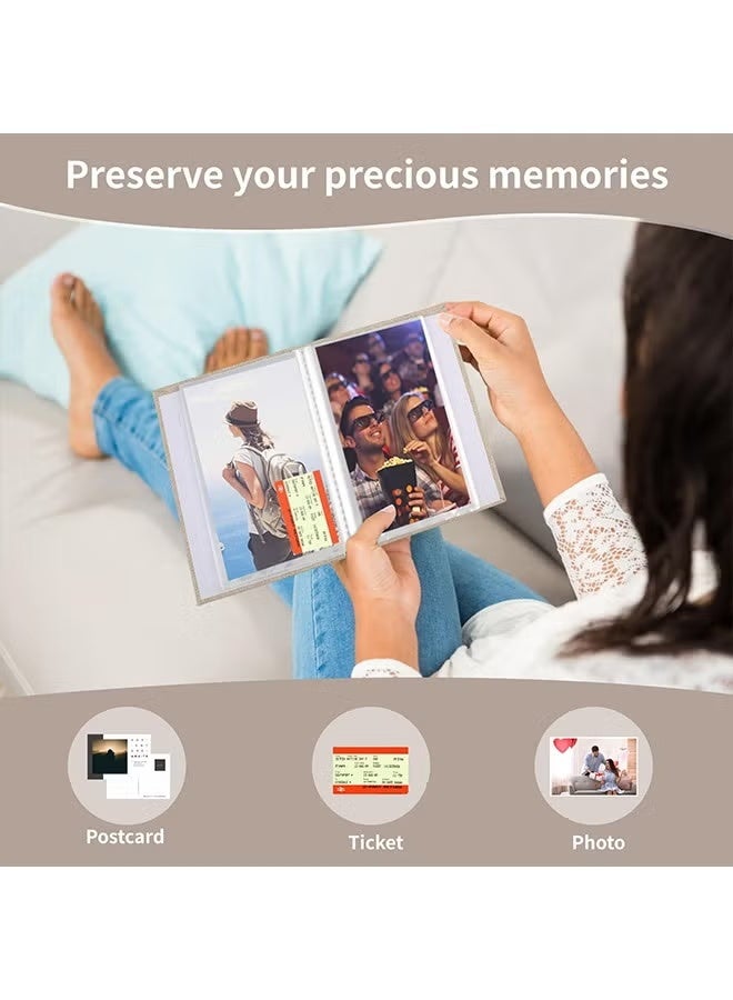 ZONBON Baby Photo Album, 4x6 Slip-in Picture Album, 50 Pages Holds 100 Photos, Portable Photo Book 4x6 for Wedding Family Baby Travel Beige - Image 4