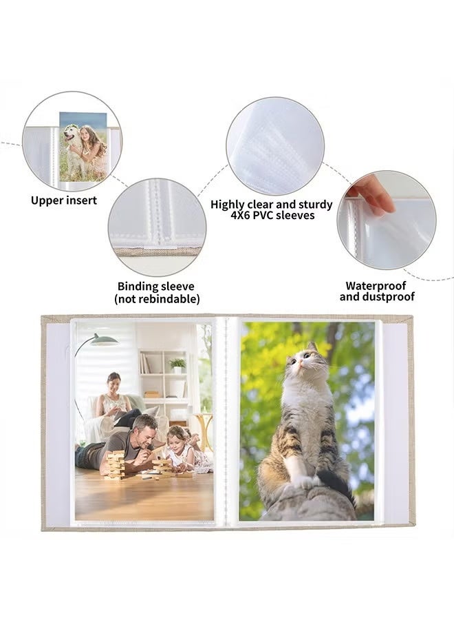 ZONBON Baby Photo Album, 4x6 Slip-in Picture Album, 50 Pages Holds 100 Photos, Portable Photo Book 4x6 for Wedding Family Baby Travel Beige - Image 5