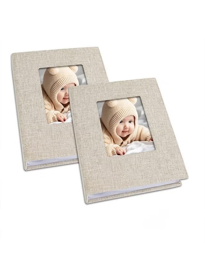 ZONBON Baby Photo Album, 4x6 Slip-in Picture Album, 50 Pages Holds 100 Photos, Portable Photo Book 4x6 for Wedding Family Baby Travel Beige - Image 1