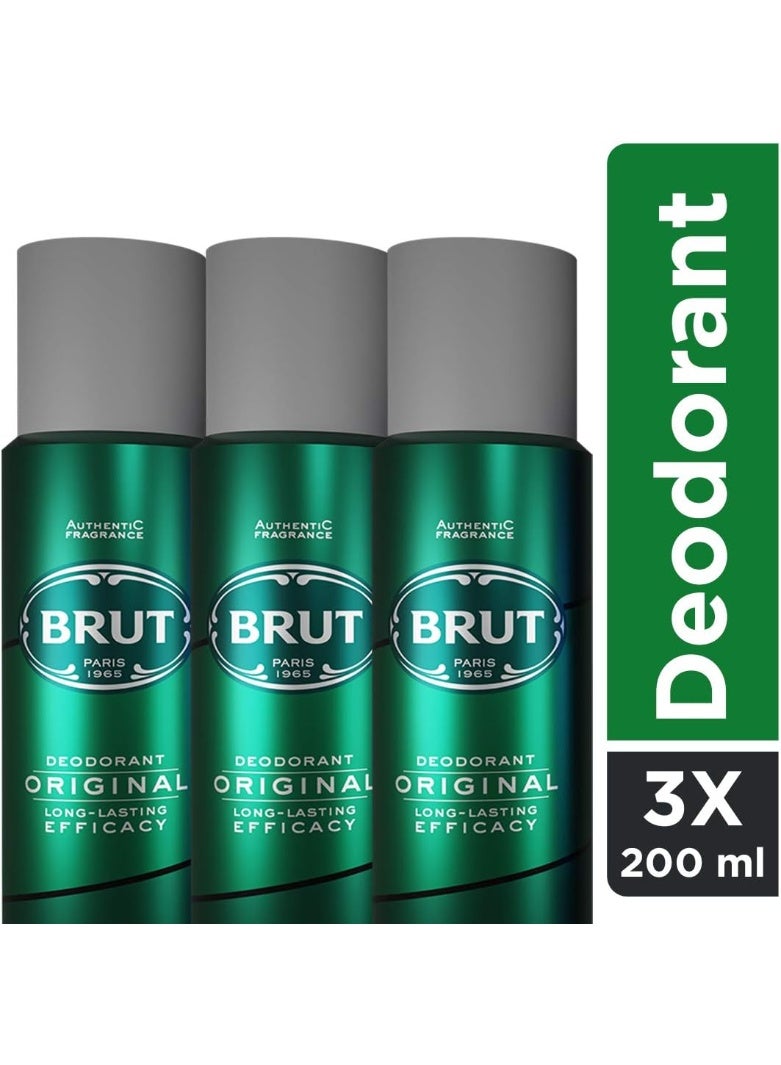 Brut Original Deodorant Body Spray for Men Pack of 3