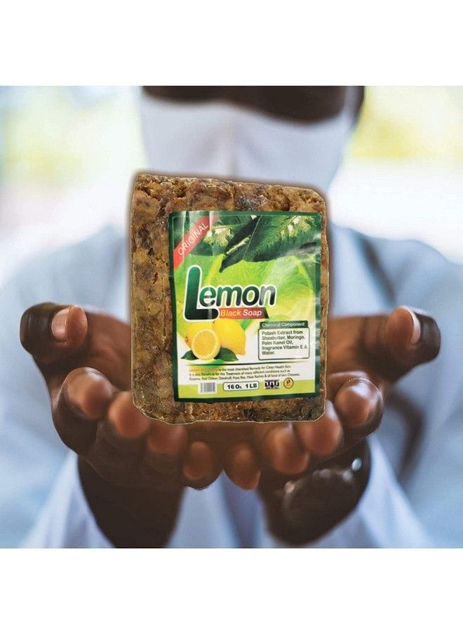 Aroma Depot - Lemon Raw African Black Soap 2 Lb / 32 Oz 100% Natural Soap For Acne Eczema Psoriasis Scar Removal Face And Body Wash. Handmade - Image 1