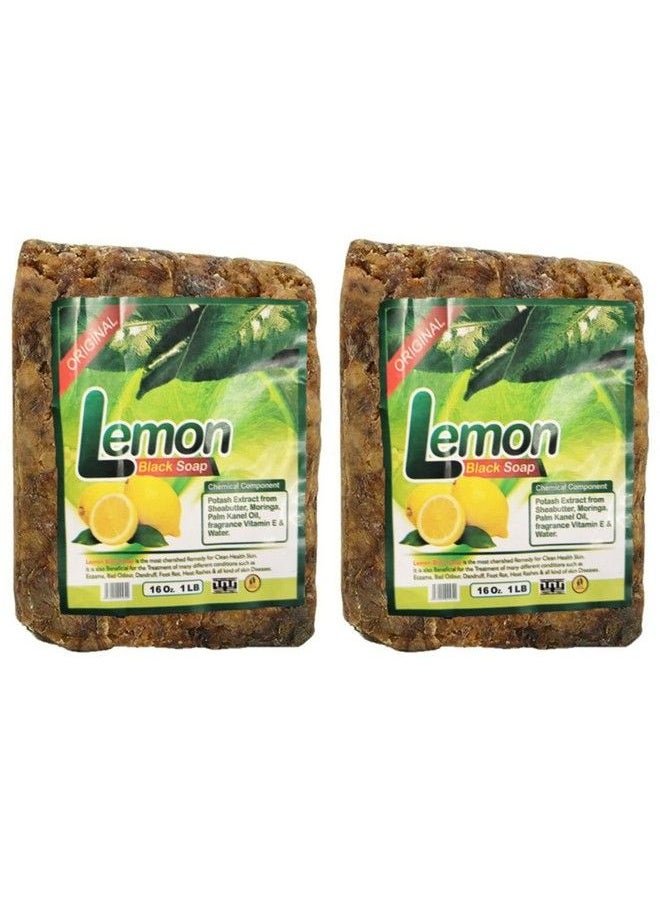 Aroma Depot - Lemon Raw African Black Soap 2 Lb / 32 Oz 100% Natural Soap For Acne Eczema Psoriasis Scar Removal Face And Body Wash. Handmade - Image 1