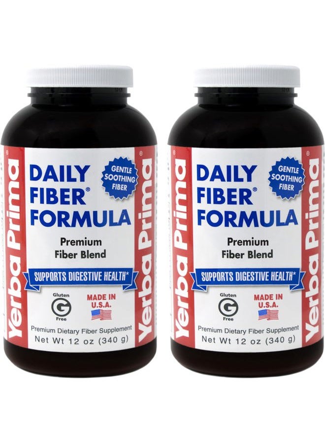 Yerba Prima Daily Fiber Formula Powder - 12 oz (Pack of 2) - Soluble & Insoluble Dietary Fiber Supplement - Colon Cleanse - Gut Health - Vegan, Non-GMO, Gluten-Free - Image 1