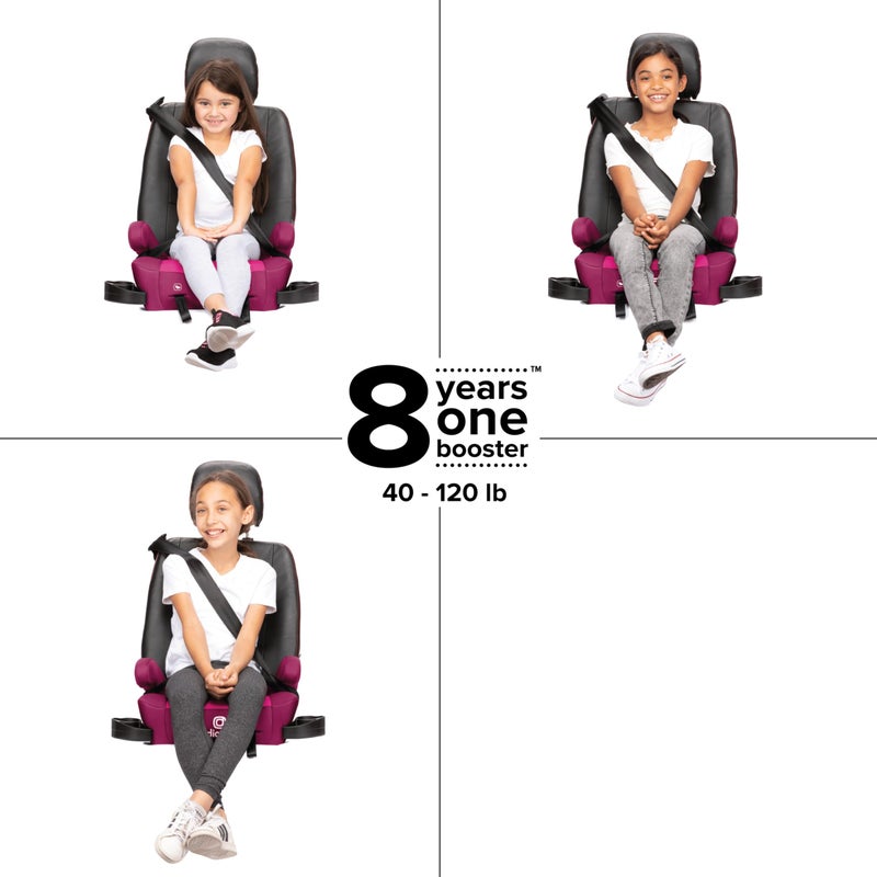 Diono Solana 2 XL 2022, Dual Latch Connectors, Lightweight Backless Belt-Positioning Booster Car Seat, 8 Years 1 Booster Seat, Pink - Image 2