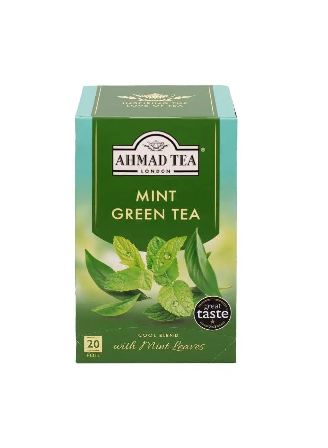 Ahmad Tea London Mint Green Tea with Mint Leaves - 20 Tea Bags