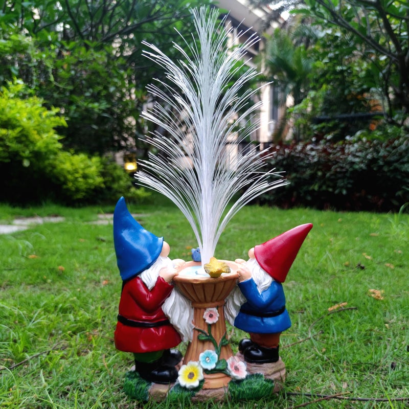 RCTTICUU Gnome Statue Solar Garden Decor with LED Lights, Resin Gnomes Figurine and Colour Changing Optical Fiber Solar Light,Outdoor Decorations for Balcony, Patio, Yard, Lawn, Gifts for Women - Image 2