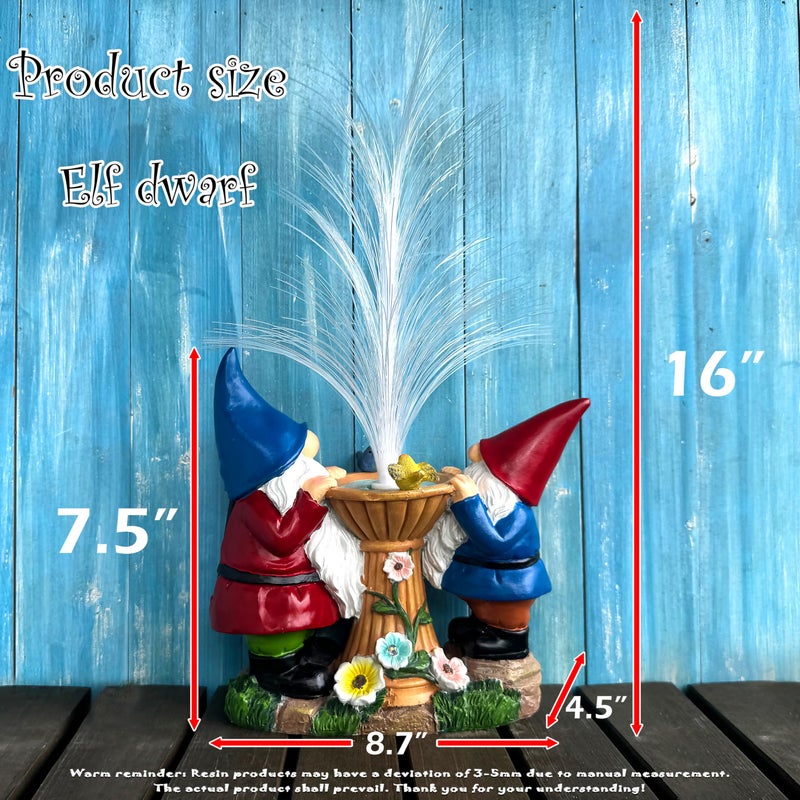 RCTTICUU Gnome Statue Solar Garden Decor with LED Lights, Resin Gnomes Figurine and Colour Changing Optical Fiber Solar Light,Outdoor Decorations for Balcony, Patio, Yard, Lawn, Gifts for Women - Image 3