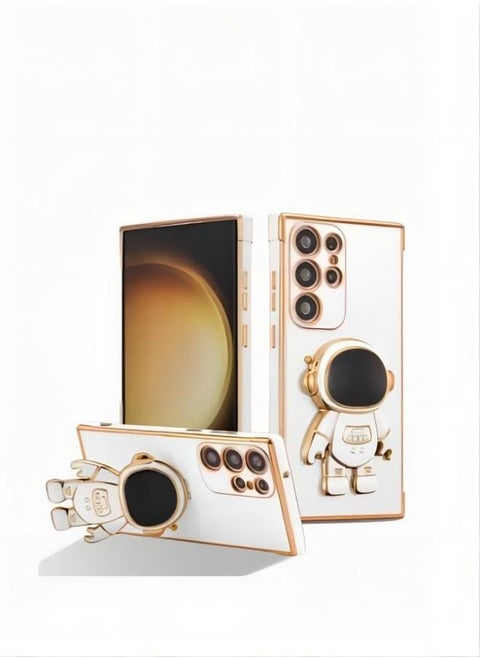 Samsung Galaxy S23 Ultra  Astronaut Folding Bracket iPhone Case with Camera Protector Soft TPU Shock Bumper