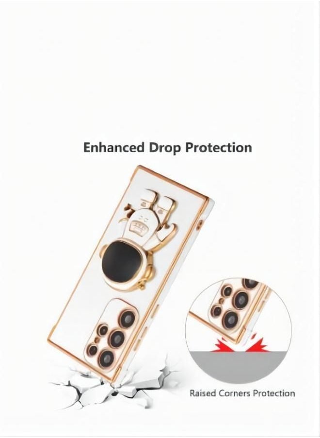 Samsung Galaxy S23 Ultra  Astronaut Folding Bracket iPhone Case with Camera Protector Soft TPU Shock Bumper