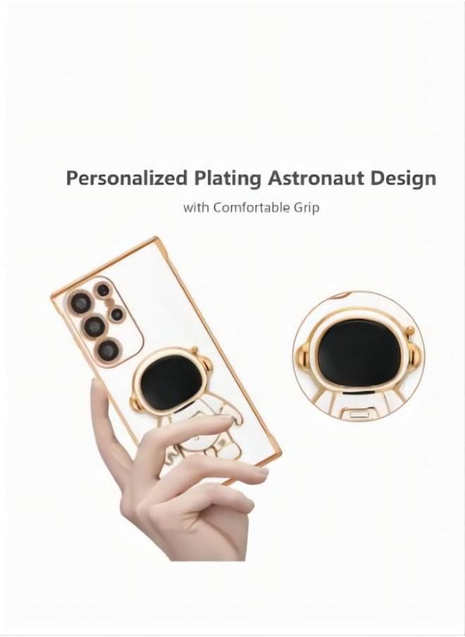 Samsung Galaxy S23 Ultra  Astronaut Folding Bracket iPhone Case with Camera Protector Soft TPU Shock Bumper