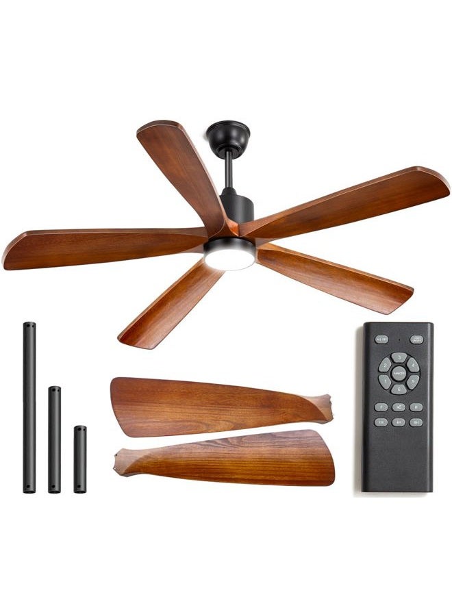Mount Jasper 60" Outdoor Ceiling Fans, Solid Wood 60 inch Ceiling Fan with Light,Remote Control6 Speeds Quiet Smart Timing & 3-Color Light, Modern Ceiling Fan for Kitchen, Bedroom, Patio - Image 1