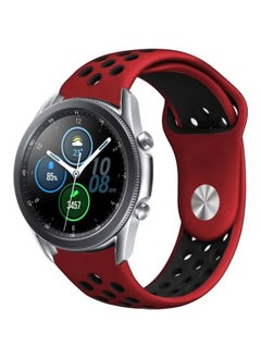 Perfii Compatible with Samsung Galaxy Watch 3 Bands 45mm Adjustable Soft Silicone Sport Strap Replacement Band for Women Men Red/Black  - Image 1