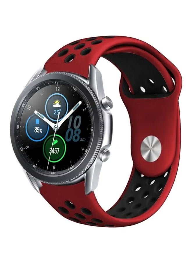 Perfii Compatible with Samsung Galaxy Watch 3 Bands 45mm Adjustable Soft Silicone Sport Strap Replacement Band for Women Men Red/Black  - Image 1
