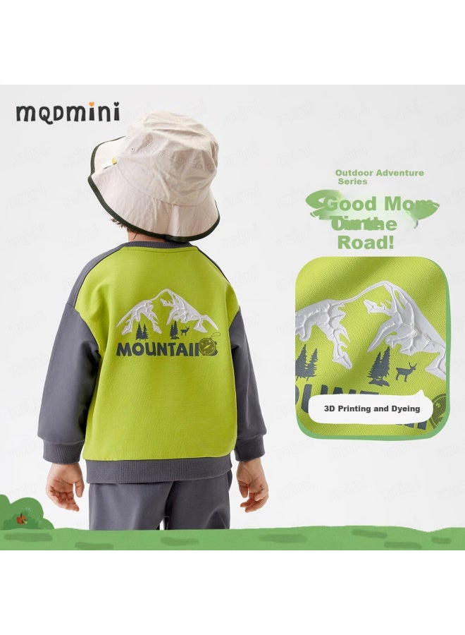 Mqdmini Children'S Clothing, Boys' Sweatshirt, Long-Sleeve Top, Stylish And Cool Outfit For Young Kids, Mountain-Style Sweatshirt - Image 1