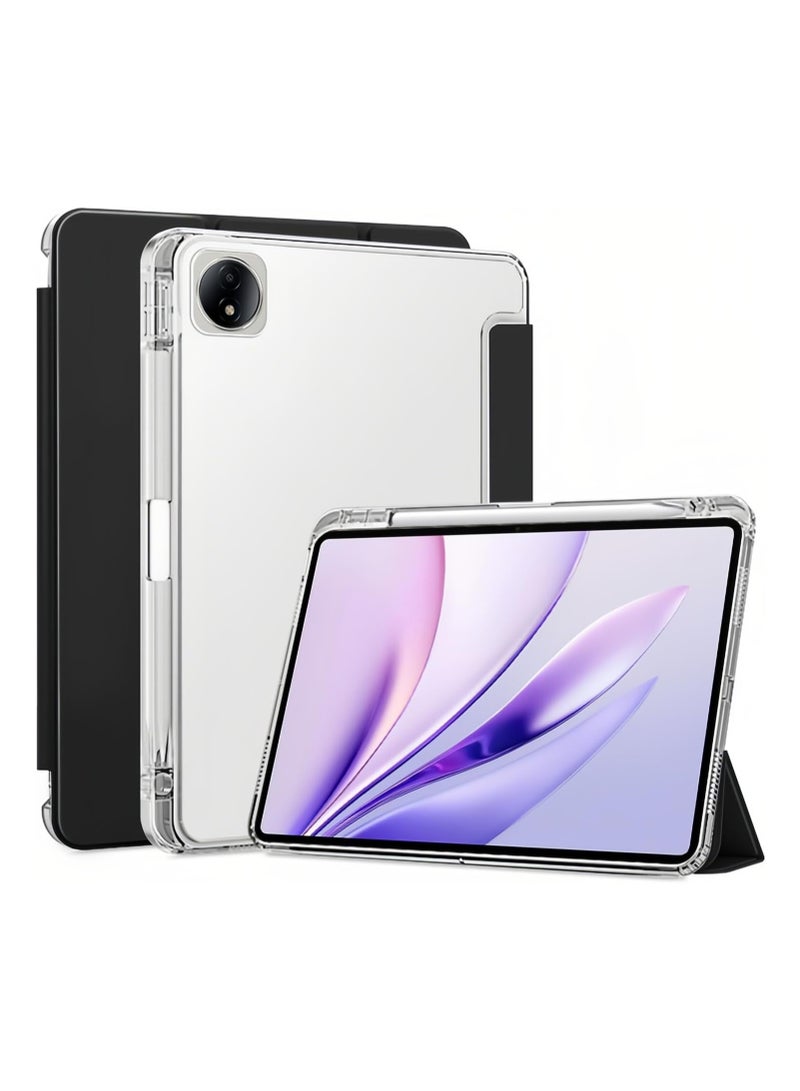 غطاء متوافق مع لوحي Honor MagicPad 3 مقاس 12.5 بوصة 2025 - غطاء فائق الرقة مع حامل قلم، غطاء خلفي شفاف صلب مع وظيفة حامل وميزة التفغيل/الإيقاف التلقائي - Image 1