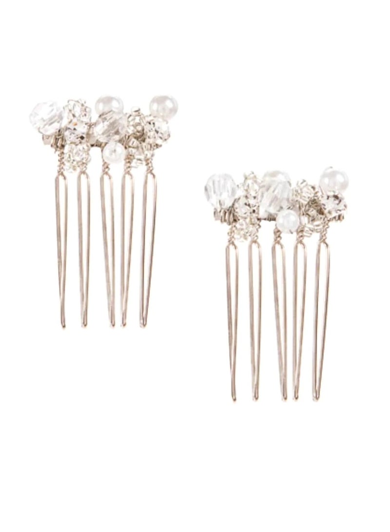 أمشاط شعر من حجر الراين واللؤلؤ 1 بوصة ، قطعتان - Image 2