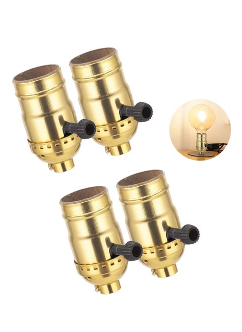 4Pcs 3 Street Lamp Socket Replacement, UL Listed E26 Tabletop Incandescent Lamp Holder, Low, Mid, High Settings Adjustable With On/Off Knob, For Home School Room Floor Lamp Repair Kit (Gold)