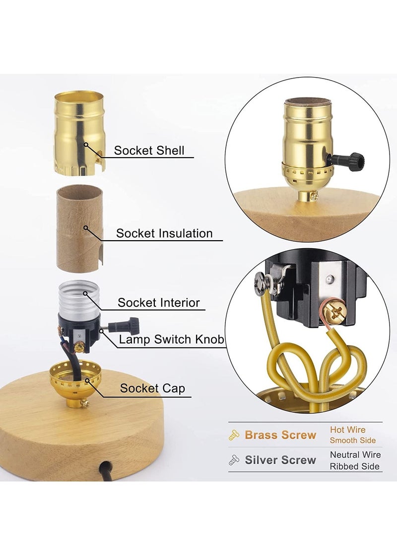 KASTWAVE - 4Pcs 3 Street Lamp Socket Replacement, UL Listed E26 Tabletop Incandescent Lamp Holder, Low, Mid, High Settings Adjustable With On/Off Knob, For Home School Room Floor Lamp Repair Kit (Gold) - Image 1