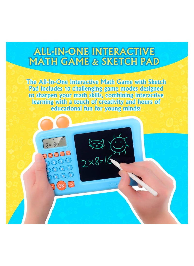 SYOSI - Math Games Calculator, Math Educational Learning Electronic Toys, with Sketch Pad, Gifts for Kids Ages 6-13, Addition, Subtraction, Multiplication, Division, Number Comparison & Logic, Blue - Image 1