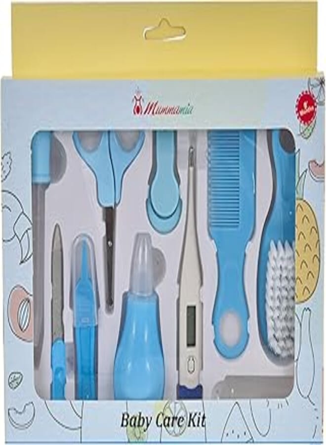 MUMMAMIA Newborn Baby's Grooming & Health Care Kit (Blue, 10 Pc)
