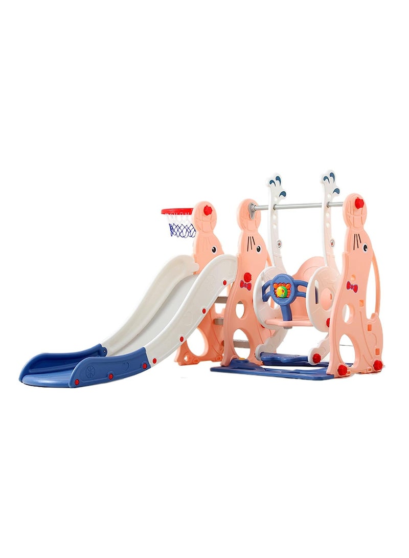فول جوي مجموعة زحليقة وأرجوحة مع حلقة كرة سلة 3*1 للأطفال،مجموعة ملعب داخلي وخارجي للأطفال الصغار،مجموعة ألعاب متسلقة للأطفال - Image 3