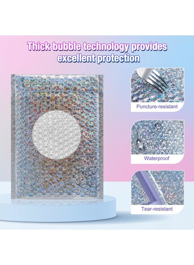 Enjamyo 50 Pieces Holographic Bubble Mailers,3 Sizes Metallic Bubble Mailers,Sliver Foil Glitter Padded Envelopes,Self Sealing Waterproof Shipping Bags,Cushion Envelopes for Mailing Packing - Image 4