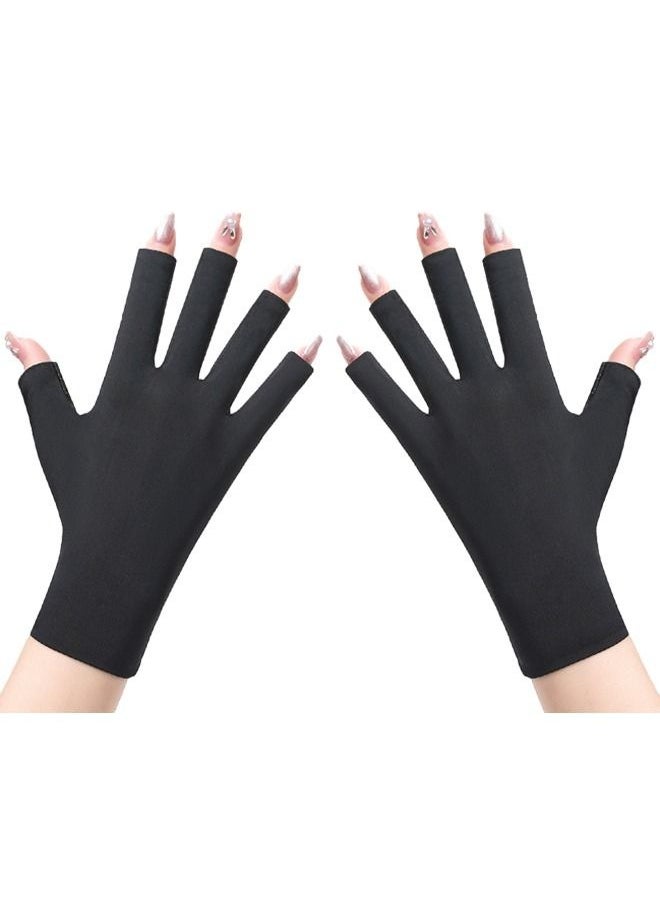 Generic UV Glove for Nail Lamp, Gel Manicure Gloves, Half finger Non slip Anti UV Stretch Gloves To Protect Hands  - Image 1