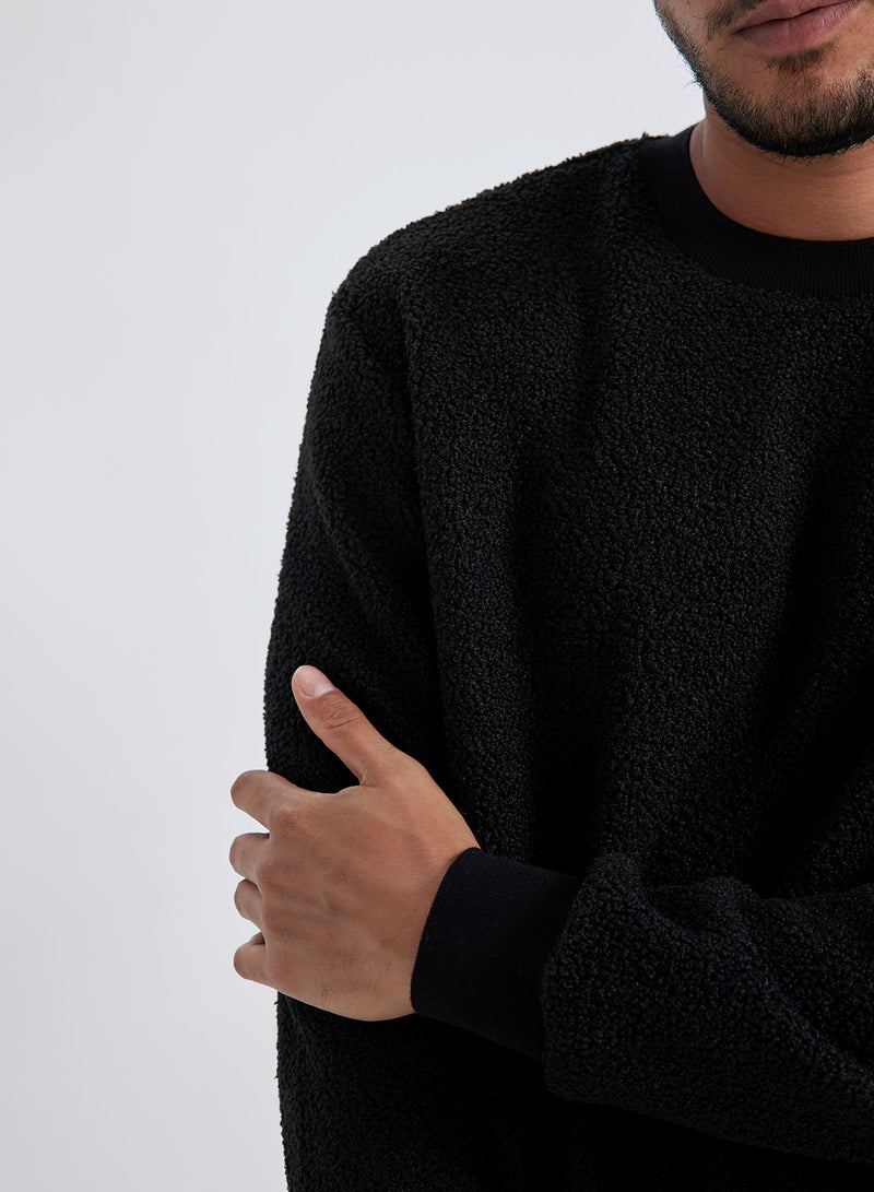 DeFacto Regular Fit Crew Neck Plush Sweatshirt  - Image 2