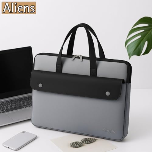 Aliens 13.3" Premium Vegan Leather Laptop Sleeve/Case Cover Bag, Padded Laptop Compartment Office Handbag for MacBook air/pro, Dell, Lenovo, Acer, Asus, Notebook, Tablet, ipad-Grey - Image 5