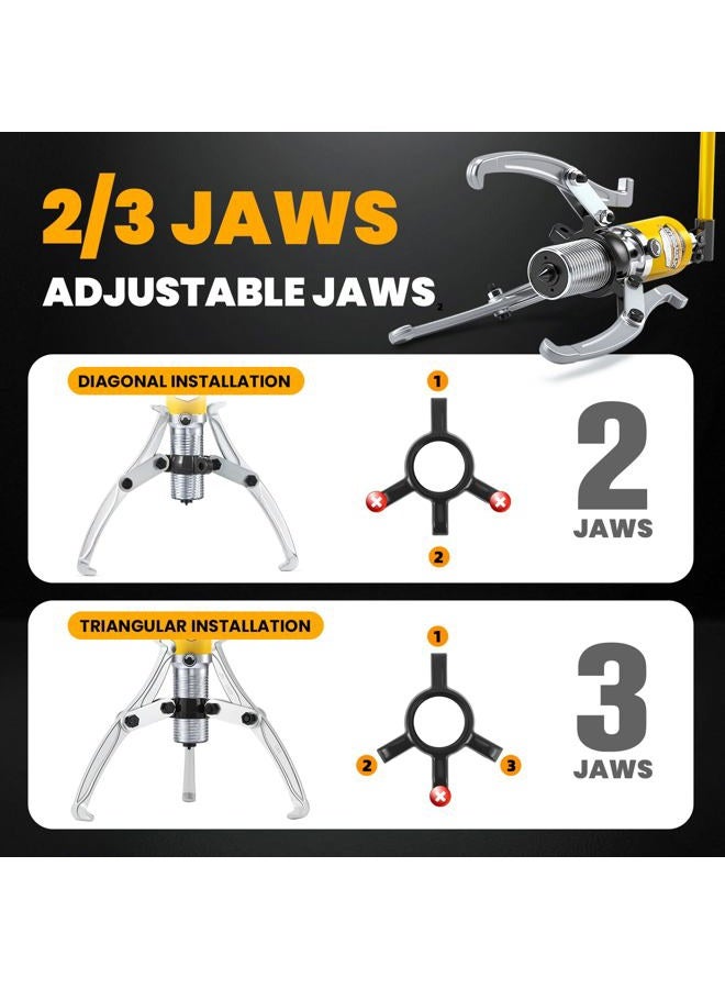 NEWTRY 20 Ton Hydraulic Gear Puller Kit, Wheel Bearing Pulling Separator, 3 Jaw Puller, Vertically & Horizontally, w/Case, Heavy Duty Mechanical Repair - Image 5