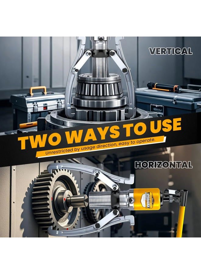 NEWTRY 20 Ton Hydraulic Gear Puller Kit, Wheel Bearing Pulling Separator, 3 Jaw Puller, Vertically & Horizontally, w/Case, Heavy Duty Mechanical Repair - Image 4
