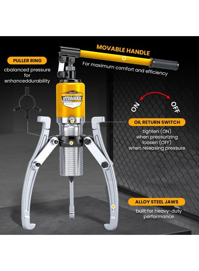 NEWTRY 20 Ton Hydraulic Gear Puller Kit, Wheel Bearing Pulling Separator, 3 Jaw Puller, Vertically & Horizontally, w/Case, Heavy Duty Mechanical Repair - Image 2