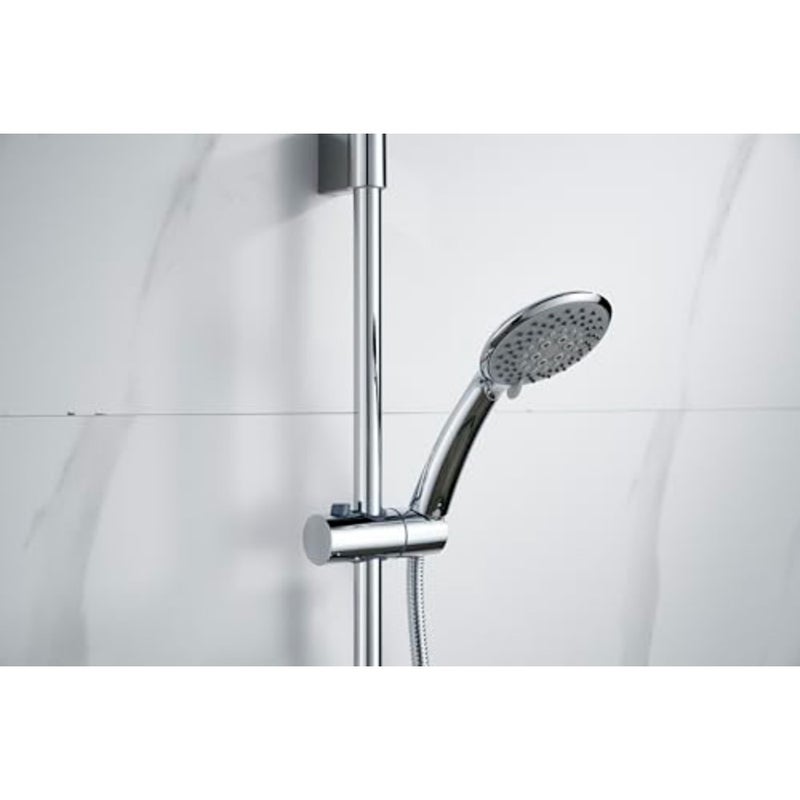 Shower Kit, Wall Mounted Sliding Bar, Adjustable Holder with Shower Head, Hose and Soap Dish - Image 3