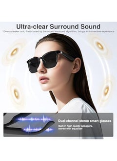 HYUNDAI Smart Glasses with AI, Polarized Sunglasses with Bluetooth Speaker, Athletic, Outdoor, Sports UV Protection and Voice Control, Smart AI translation Glasses and Headphones, Translation in 144 languages, AI Chat, Music, Assistant via Bluetooth 5.4 - Black  - Image 4